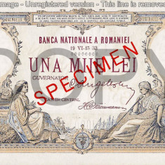 REPRODUCERE bancnota specimen 1000 lei 1933