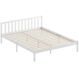 HOMCOM Cadru de pat din lemn masiv 160x200 cm Pat simplu cu tăblie și somier cu lamele, solid, pentru copii și adulți | Aosom Romania