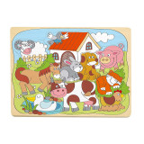 Puzzle din lemn - Animale de la ferma (10 piese), Woodyland