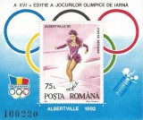 |Romania, LP 1275/1992, J.O. de Iarna, Albertville, colita dantelata, MNH