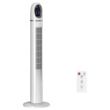 HOMCOM Ventilator de turn cu telecomandă 3 viteze 3 moduri temporizator 24H oscilație 70&deg; Ecran LED Alb | Aosom Romania