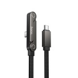 Cablu USB-C la USB-C HOCO U150 Exquisite PD 60W cu Suport Telefon, 1.2m, Negru