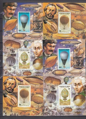 Djibouti 1983 - BALOANE,DIRIJABILE - 6 Colite MNH - Mich.BL.72/74 A+B : 60 Eur. foto