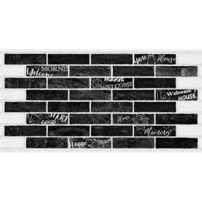 Panou decorativ, PVC, model caramida 3D, welcome, negru, 96x48.5cm foto