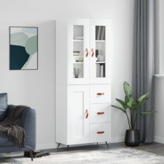 vidaXL Dulap inalt, alb extralucios, 69,5x34x180 cm, lemn compozit foto