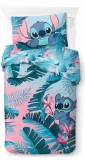 Cumpara ieftin Set lenjerie de pat pentru copii, Jay Franco Disney Lilo &amp; Stitch, 100% bumbac, include fata de perna 50&times;70 cm, lavabil la masina