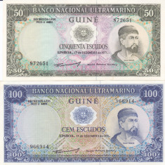 Bancnota Guineea Portugheza 50 si 100 Escudos 1971 - P44/ 45 UNC ( set x2 ) foto