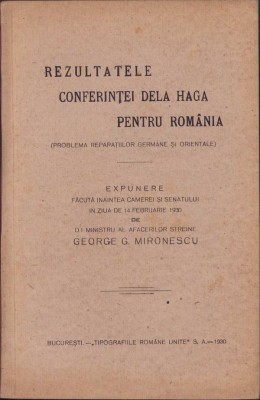 HST 418SP Rezultatele Conferinței de la Haga pentru Rom&amp;acirc;nia 1930 Mironescu foto