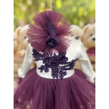 Cumpara ieftin Rochita botez Anne alb cu mov - DPH20