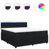 Cumpara ieftin Pat box spring cu saltea, negru, 200x200 cm, catifea