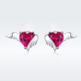 Cercei Argint 925 Guardian Hearts, Rubin Roșu, 1.2gr, Argintboutique