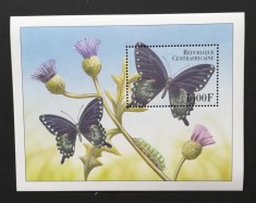 R.CENTRAFRICA -FLUTURI SI FLORI DIN AFRICA -1 S/SH.-MNH** - R CAF 182