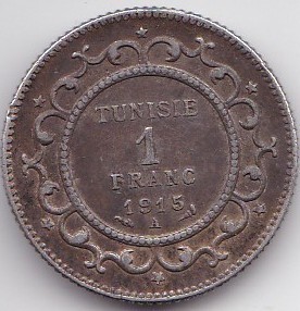 Tunisia 1 Franc Muhammad V 1915