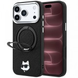 Husa MagSafe pentru Apple iPhone 18 Pro Max / 17 Pro Max, Karl Lagerfeld, Ring Stand 360 Choupette Pin, Neagra