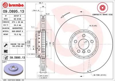 BREMBO 09.D895.13 PRIME LINE - Composite Disc frana foto