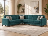 Coltar Kayra 310x90x250 cm Lada Depozitare Tapitat Catifea Nuanta Verde