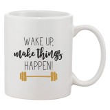 Cana alba personalizata &#039;Wake up, make things happen!&#039;, INOVATIX&reg;. 330ml