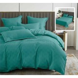 Lenjerie pat dublu,bumbac finet,6 piese,cearceaf normal 230x250cm, cearceaf pilota 200x230cm, 2 fete de perna 50x70, 2 fete de perna 70x70,turcoaz-812