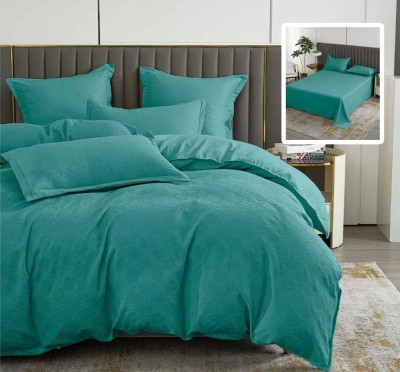 Lenjerie pat dublu,bumbac finet,6 piese,cearceaf normal 230x250cm, cearceaf pilota 200x230cm, 2 fete de perna 50x70, 2 fete de perna 70x70,turcoaz-812 foto