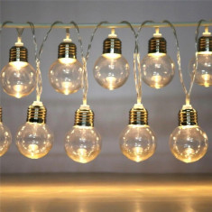 Ghirlanda decorativa 20 becuri LED, lumina alb cald, lungime 5.2 m, baterii foto