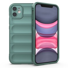 Husa pentru iphone 11, antisoc, margini cu striatii, design minimalist, green foto