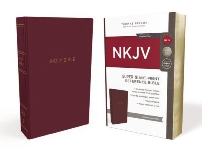 NKJV, Reference Bible, Super Giant Print, Leather-Look, Burgundy, Red Letter Edition, Comfort Print foto