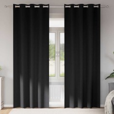 vidaXL Perdele Opaque cu Inel 2 pcs Negru 245 x 140 cm Poliester 4107321