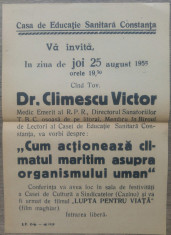 Reclama Conferinta Casa de Educatie Sanitara Constanta// 1955 foto