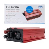 Invertor De Tensiune Pni L650w, Alimentare Duala 12V/24V, Iesire 230V, 500W, Sinus Modificat, Mufa Usb 5V 500Mah, Cu Clesti Alimentare Si Mufa De Bric