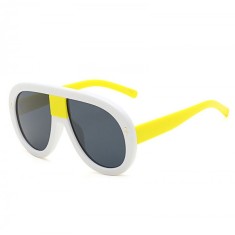 Ochelari de Soare, Zamo, Charlotte, Protectie UV400, Lentile Policarbonat, Model Sport, Alb cu Galbe
