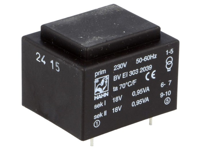 Transformator &icirc;ncapsulat PCB 230VAC 18V