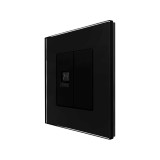 Cumpara ieftin Priza telefon cu blank si rama din sticla neagra Luxion