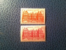 Serie Franta 1948 Palat Luxemburg , 2 valori , val. 15f are urma sarniera