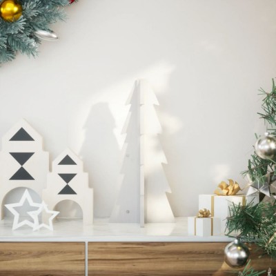 vidaXL Brad de Crăciun decorativ, alb, 49 cm, lemn de pin masiv foto