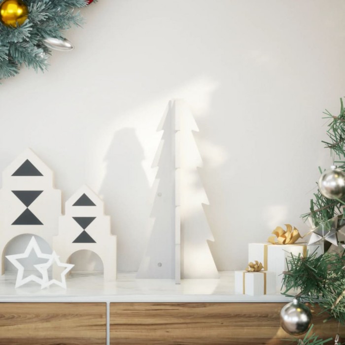 vidaXL Brad de Crăciun decorativ, alb, 49 cm, lemn de pin masiv