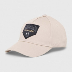 Armani Exchange șapcă de baseball din bumbac culoarea bej, cu imprimeu