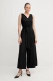 United Colors of Benetton salopetă din in culoarea negru, cu decolteu in v, 4AGHDT00E