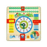 Ceas calendar educativ din lemn, 30.5 x 30.5 cm
