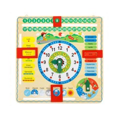 Ceas calendar educativ din lemn, 30.5 x 30.5 cm
