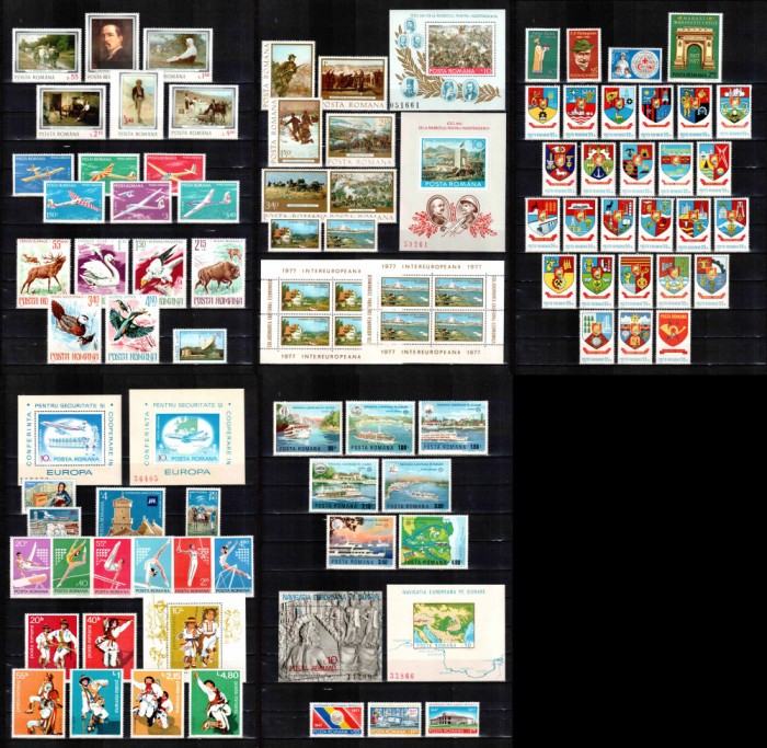 Romania 1977 AN COMPLET! LP 929 - LP 950, 82 timbre + 9 colite, MNH