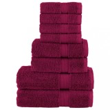 VidaXL Set de prosoape premium SOLUND, 8 piese, bordo, 600 g/m&sup2;