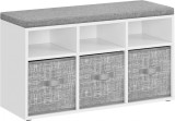 Bancuta cu spatiu depozitare si pantofar Vasagle Gri 87x30.3x48 cm