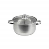 Oala cu capac Santo, Domotti, &Oslash;16 cm, 1.6 L, inox/sticla, argintiu