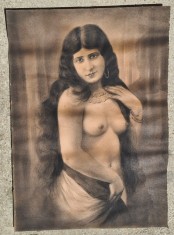 Tablou pictura Nud Femeie tiganca cu salba semnat