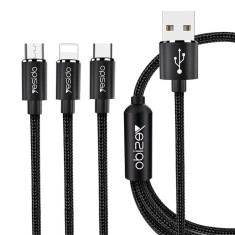 Cablu incarcare rapida 3in1 USB , Lightning, Type-C, Micro USB, 60W, 3A, 1.2m, Negru , YSDC587