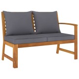 vidaXL Bancă de grădină, perne gri &icirc;nchis, 114,5 cm, lemn masiv acacia