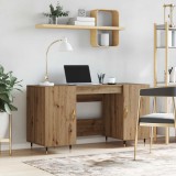 vidaXL Birou cu raft stejar artizanal 140 x 50 x 75 cm Lemn compozit 879523