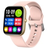 Cumpara ieftin Smartwatch iSEN C08, Auriu, Curea TPU Roz, 1.91 TFT, Ritm Cardiac, Tensiune Arteriala, Oxigen in Sange (SpO2), Moduri Sport, Notificari Apeluri Mesaje