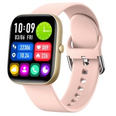 Smartwatch iSEN C08, Auriu, Curea TPU Roz, 1.91 TFT, Ritm Cardiac, Tensiune Arteriala, Oxigen in Sange (SpO2), Moduri Sport, Notificari Apeluri Mesaje