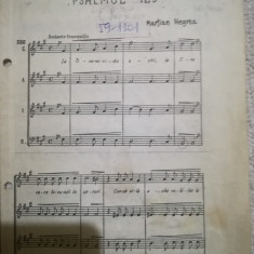 Partitură Psalmul 123, 7 pagini, Martian Negrea, stampila